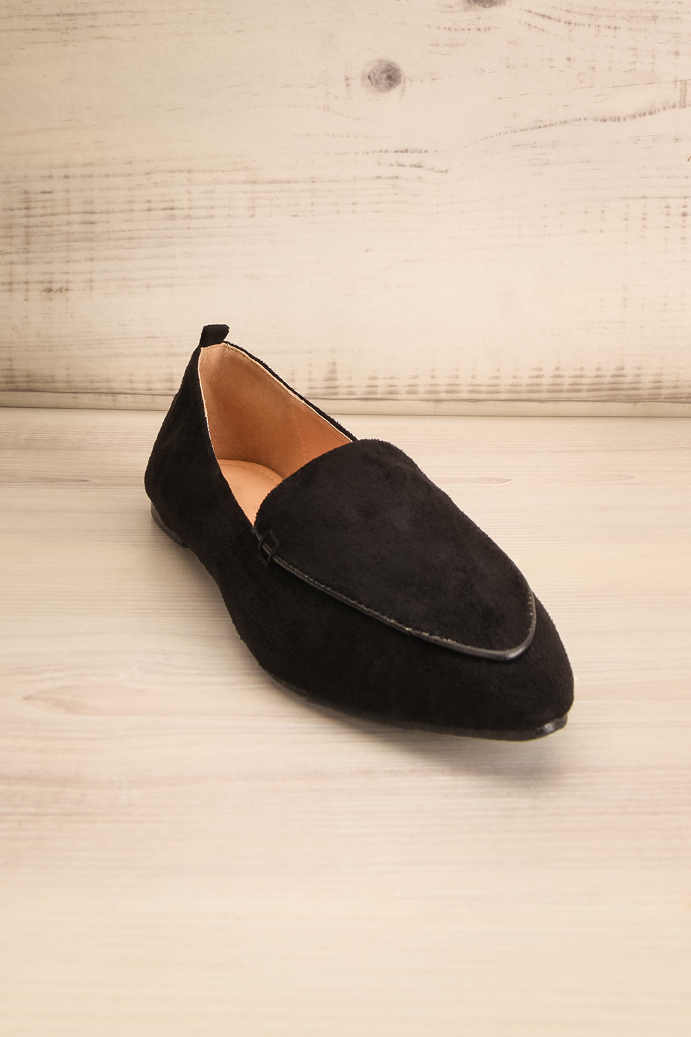 Bayard Noir Black Faux-Suede Pointed Toe Loafers | La Petite Garçonne 4
