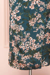 Beatrice Emerald Floral Silky Slit Dress skirt | Boutique 1861