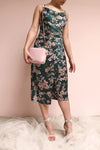 Beatrice Emerald Floral Silky Slit Dress | Boutique 1861 model look