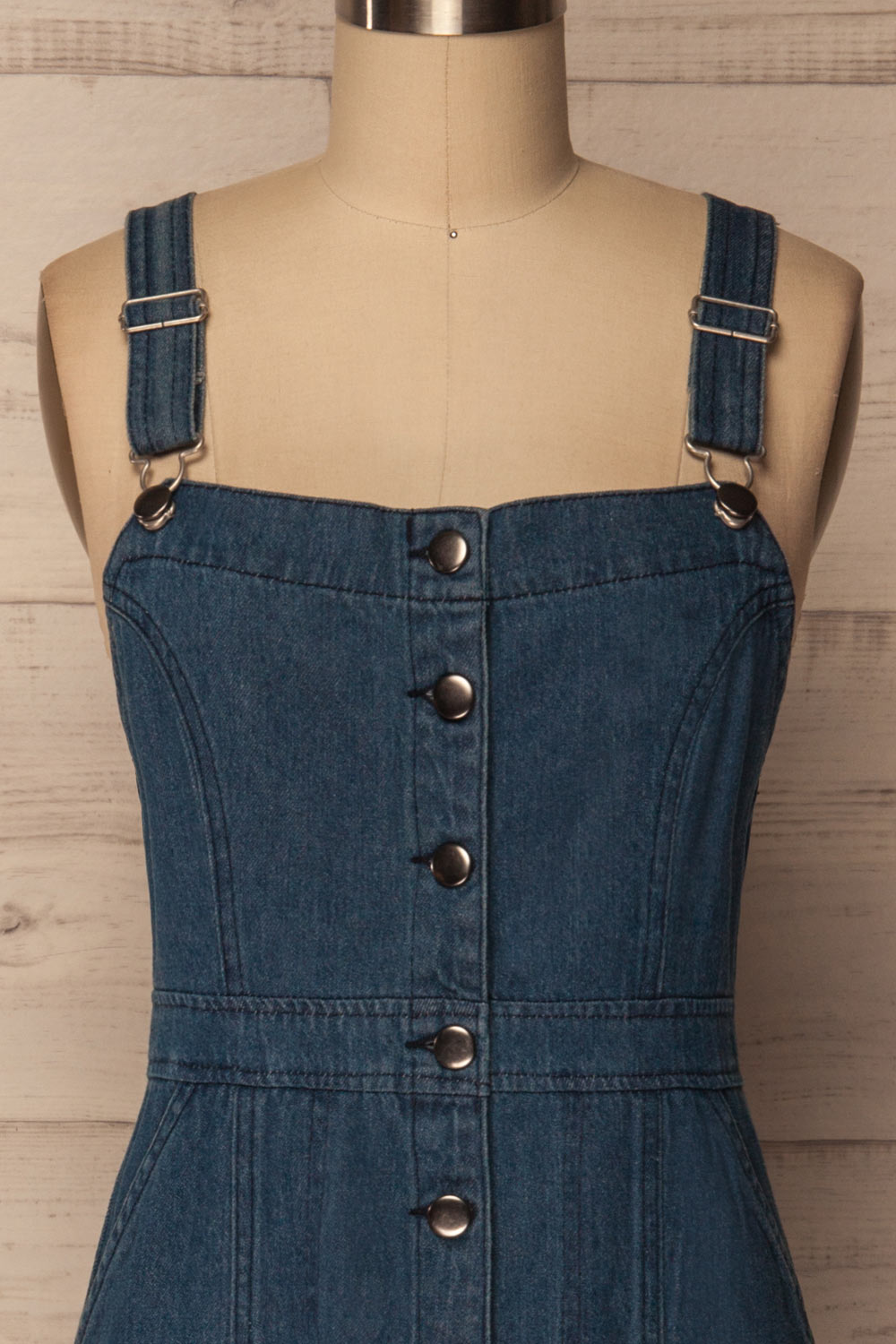  Bebington Blue Jean Midi Pinafore Dress | La Petite Garçonne 3