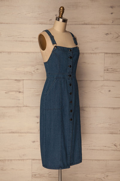 Bebington Blue Jean Midi Pinafore Dress | La Petite Garçonne 4