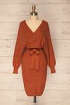 Beira Pumpkin Orange Puff Sleeved Sweater Dress | La Petite Garçonne