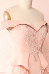 Belén Blush Pink Embroidered Mesh Peplum Gown | Boudoir 1861 6