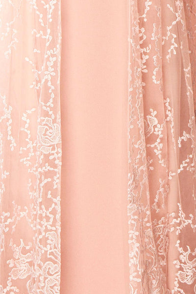 Belén Blush Pink Embroidered Mesh Peplum Gown | Boudoir 1861 11