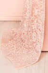 Belén Blush Pink Embroidered Mesh Peplum Gown | Boudoir 1861 9
