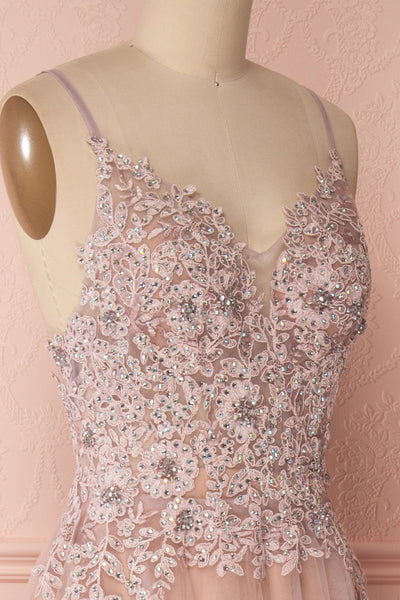 Benide Dusty Mauve Embroidered & Crystals Gown | Boutique 1861