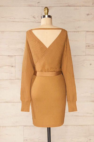 Bergame Camel Knitted Sweater Dress | La petite garçonne back view