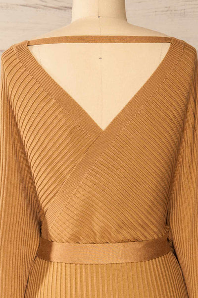 Bergame Camel Knitted Sweater Dress | La petite garçonne back close-up