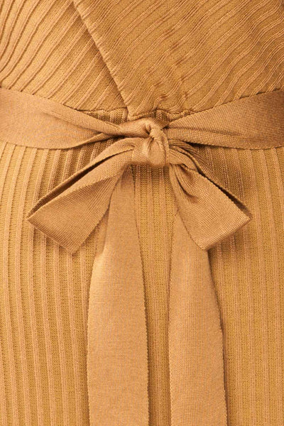 Bergame Camel Knitted Sweater Dress | La petite garçonne fabric