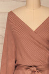 Bergame Mauve Knitted Sweater Dress | La petite garçonne front close-up