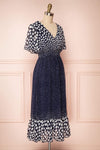 Bergljot Navy Blue & White Polkadot A-Line Dress | Boutique 1861 side view
