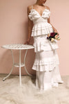 Beroche White Layered Maxi Bridal Dress | Boudoir 1861 on model