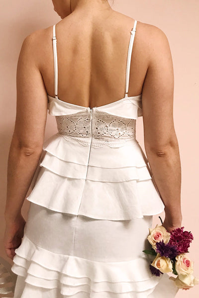 Beroche White Layered Maxi Bridal Dress | Boudoir 1861 model back close up