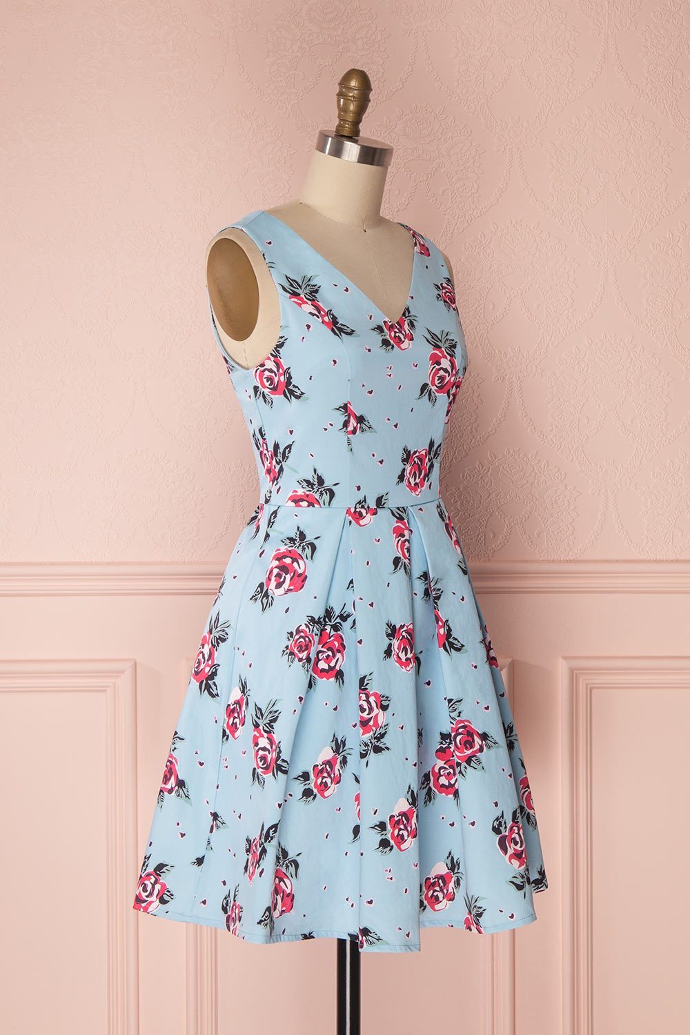 Berouria Light Blue Floral A line Satin Dress Boutique 1861