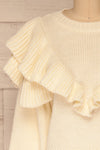 Besmira Cream Layered Knit Sweater | La petite garçonne  front close-up