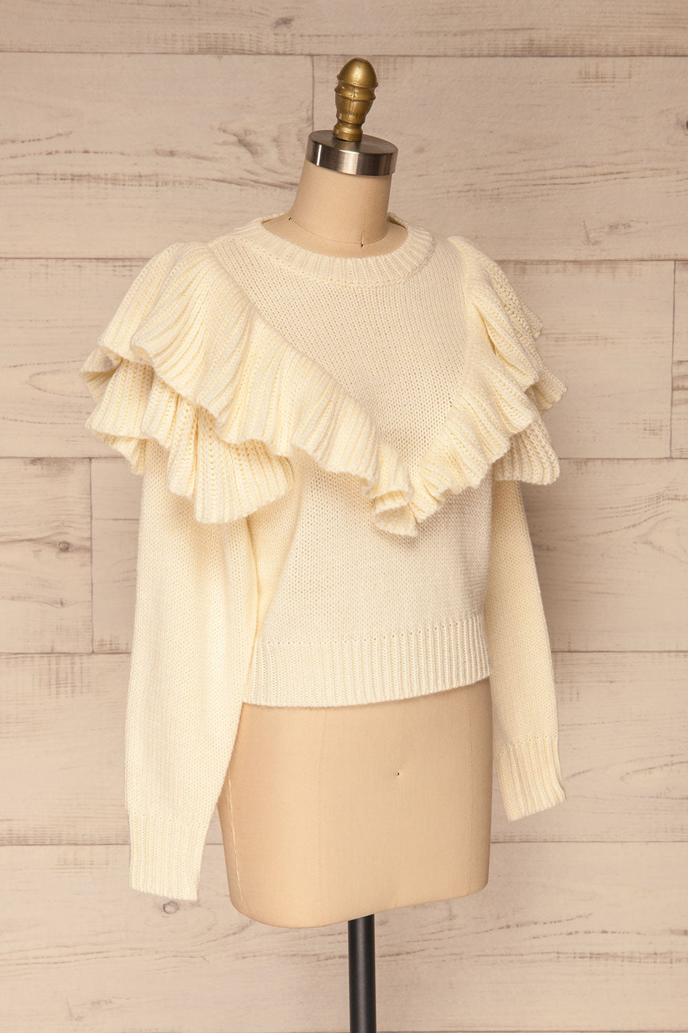 Besmira Cream Layered Knit Sweater | La petite garçonne  side view 