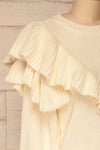 Besmira Cream Layered Knit Sweater | La petite garçonne  side close-up