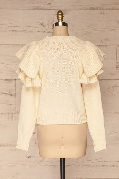 Besmira Cream Layered Knit Sweater | La petite garçonne  back view