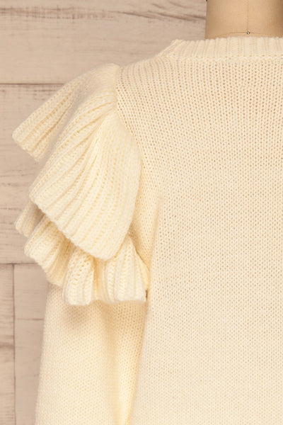 Besmira Cream Layered Knit Sweater | La petite garçonne  back close-up
