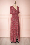Bethel Burgundy & White Floral Maxi A-Line Dress | Boutique 1861 3