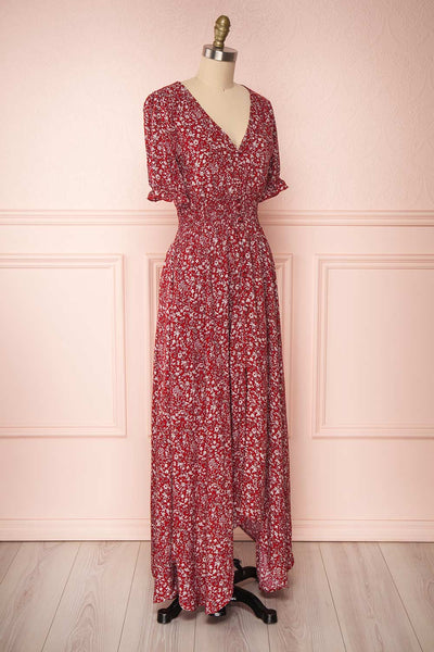Bethel Burgundy & White Floral Maxi A-Line Dress | Boutique 1861 3