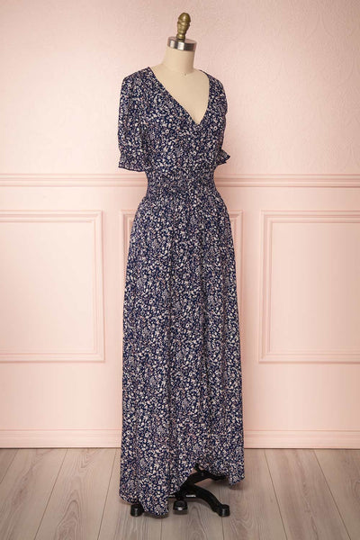 Bethel Navy Blue & White Floral Maxi A-Line Dress | Boutique 1861 3