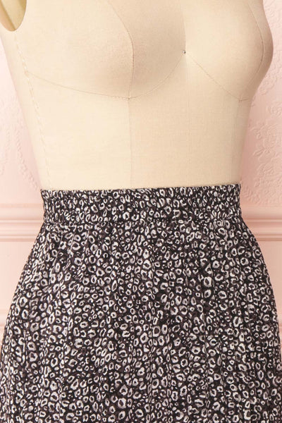 Bettina Black Cheetah Print Midi Skirt | Boutique 1861 side close up