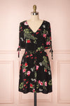 Bialystok Black Floral Button-Up Short Dress | La Petite Garçonne