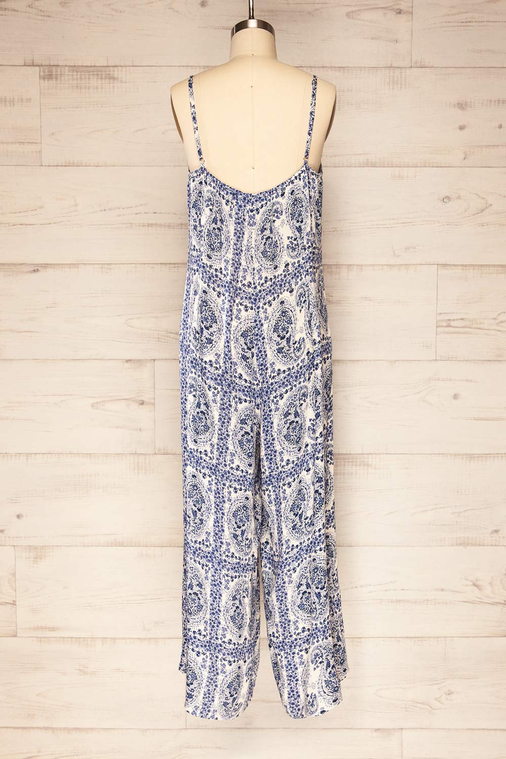 Billund Lousse Cut White and Blue Patterned Jumpsuit | La petite garçonne back view 