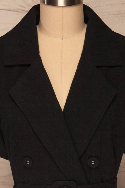 Bilzen Black Short Sleeve Dress | La petite garçonne front close up