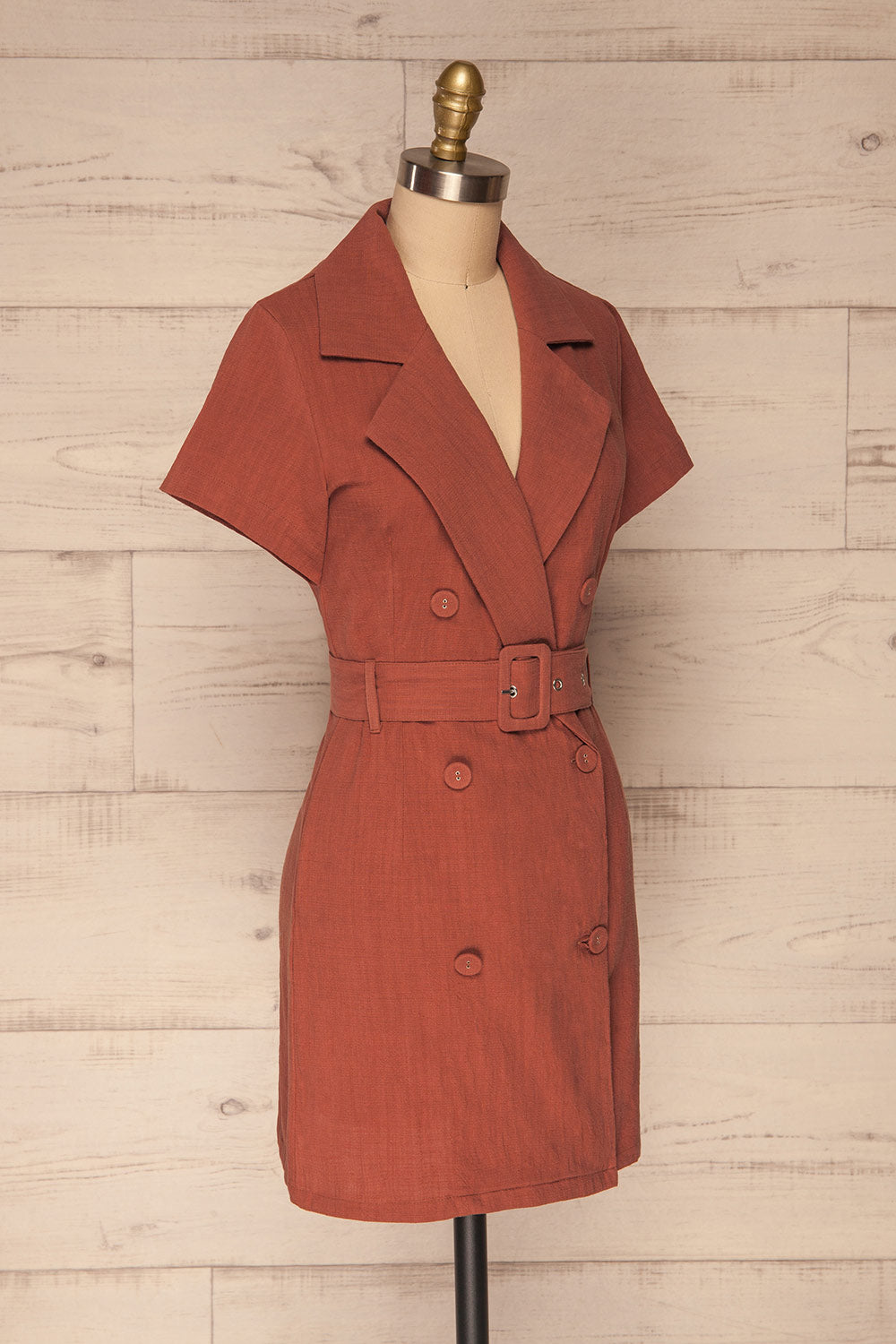 Bilzen Clay Orange Blazer Dress w/ Belt | La petite garçonne side view