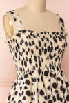 Biscotti Black & White Polkadot Midi Dress | Boutique 1861 side close-up