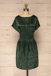Blace Emerald Short Sleeve Satin Dress | La petite garçonne front view