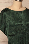 Blace Emerald Short Sleeve Satin Dress | La petite garçonne side close up