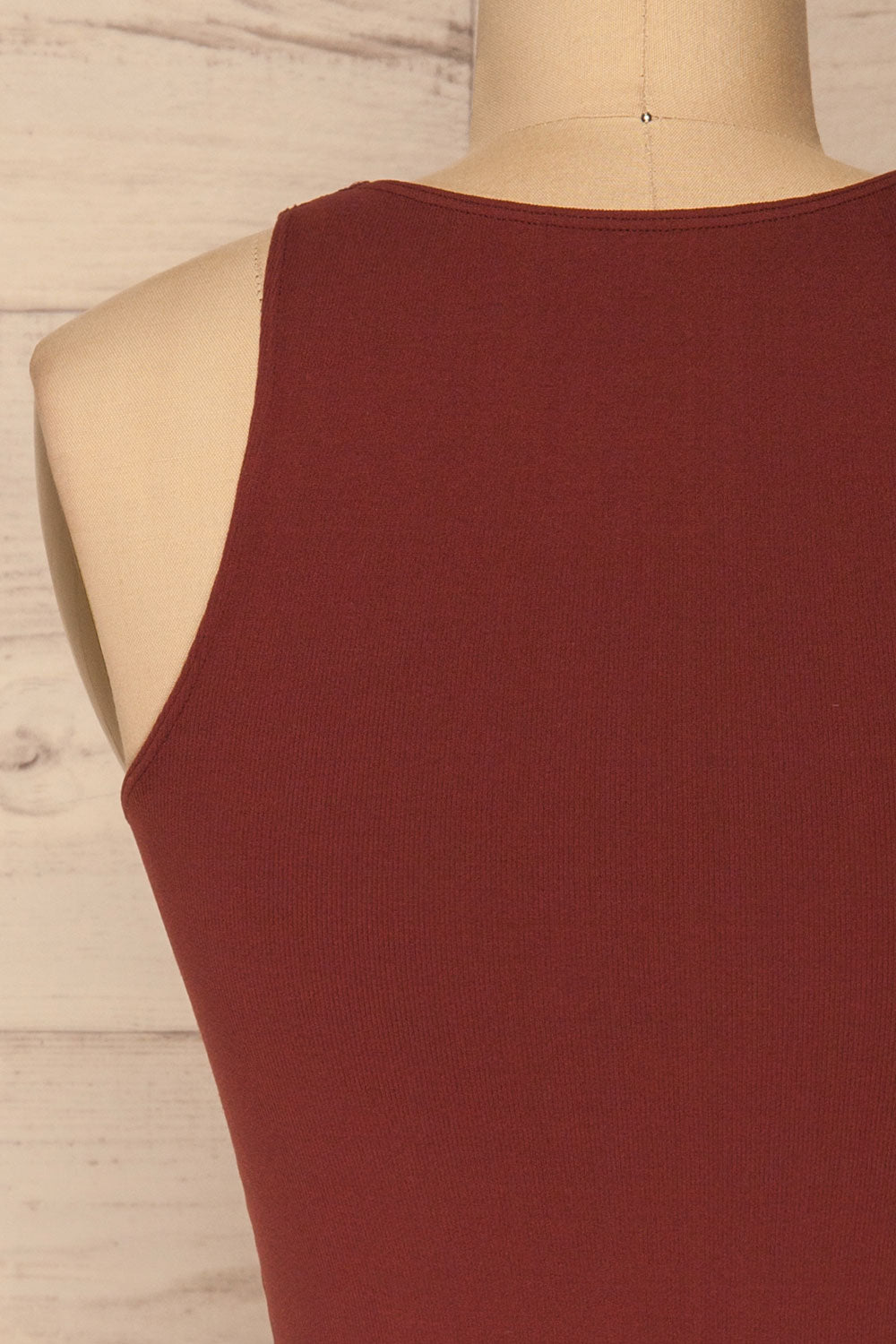 Boath Burgundy Round Neck Cropped Cami | La petite garçonne back close-up