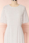 Bodashka White & Black Patterned A-Line Dress | FRONT CLOSE UP | Boutique 1861