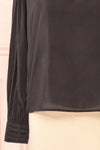Bodil Black Pleated Collar Long-Sleeved Blouse | Boutique 1861 sleeve front close-up