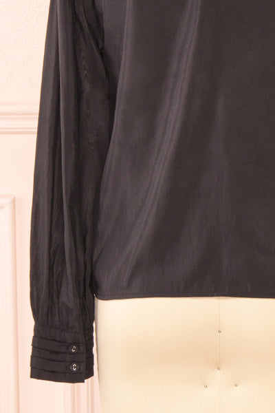 Bodil Black Pleated Collar Long-Sleeved Blouse | Boutique 1861 back sleeve close-up