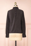 Bodil Black Pleated Collar Long-Sleeved Blouse | Boutique 1861 back view