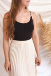 Spaewife White Chiffon Pleated Midi Skirt | Boutique 1861 on model