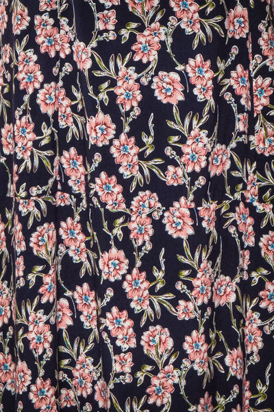 Bohdanko Navy Blue & Pink Floral Cocktail Dress | Boutique 1861 fabric detail