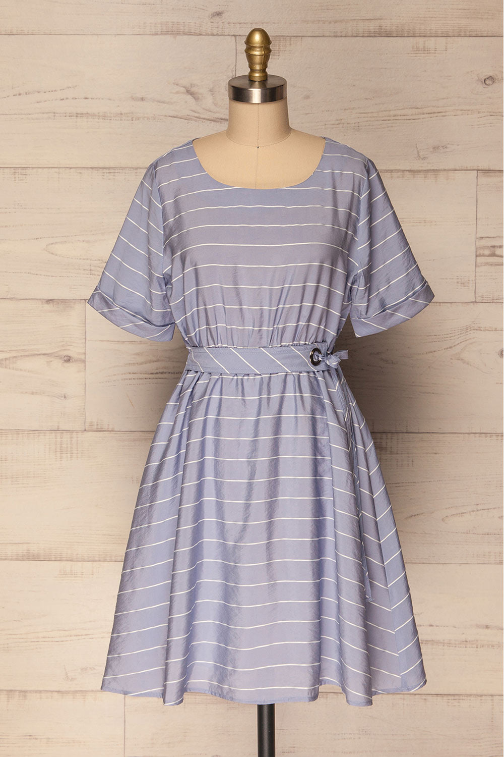 Boisoes Blue & White Striped Short A-Line Dress | La Petite Garçonne