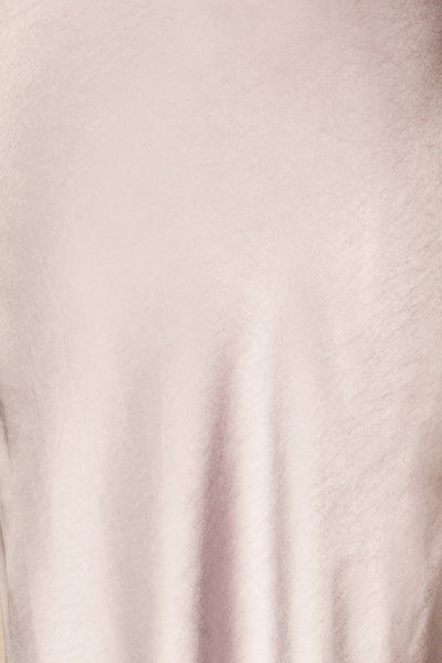 Bollnas Grey Satin Slip Dress | Robe Longue fabric close up | La Petite Garçonne