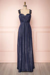 Bolor Navy Blue Shimmering Chiffon A-Line Gown | Boudoir 1861