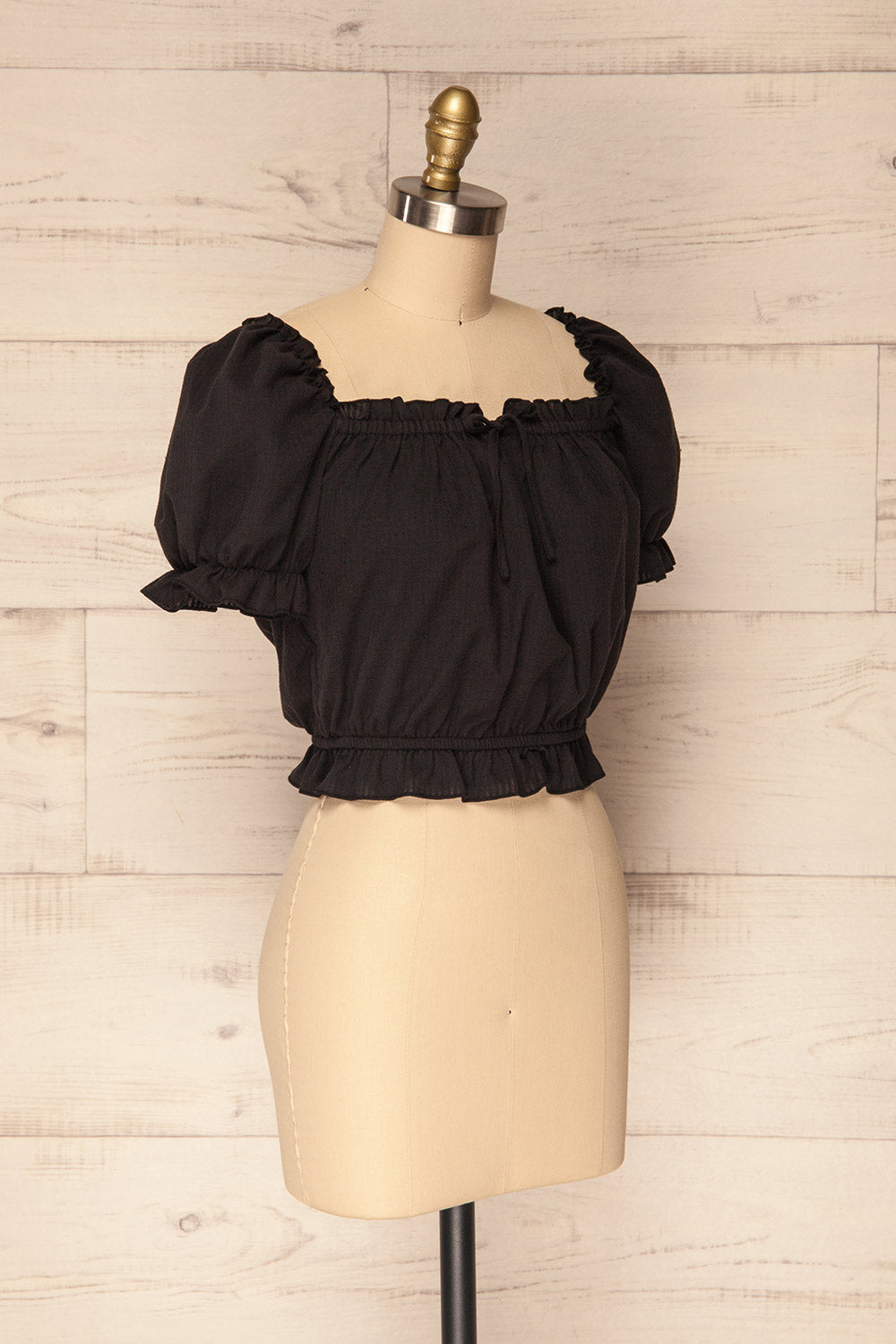 Borba Black Off-Shoulder Ruffled Crop Top | La Petite Garçonne 3