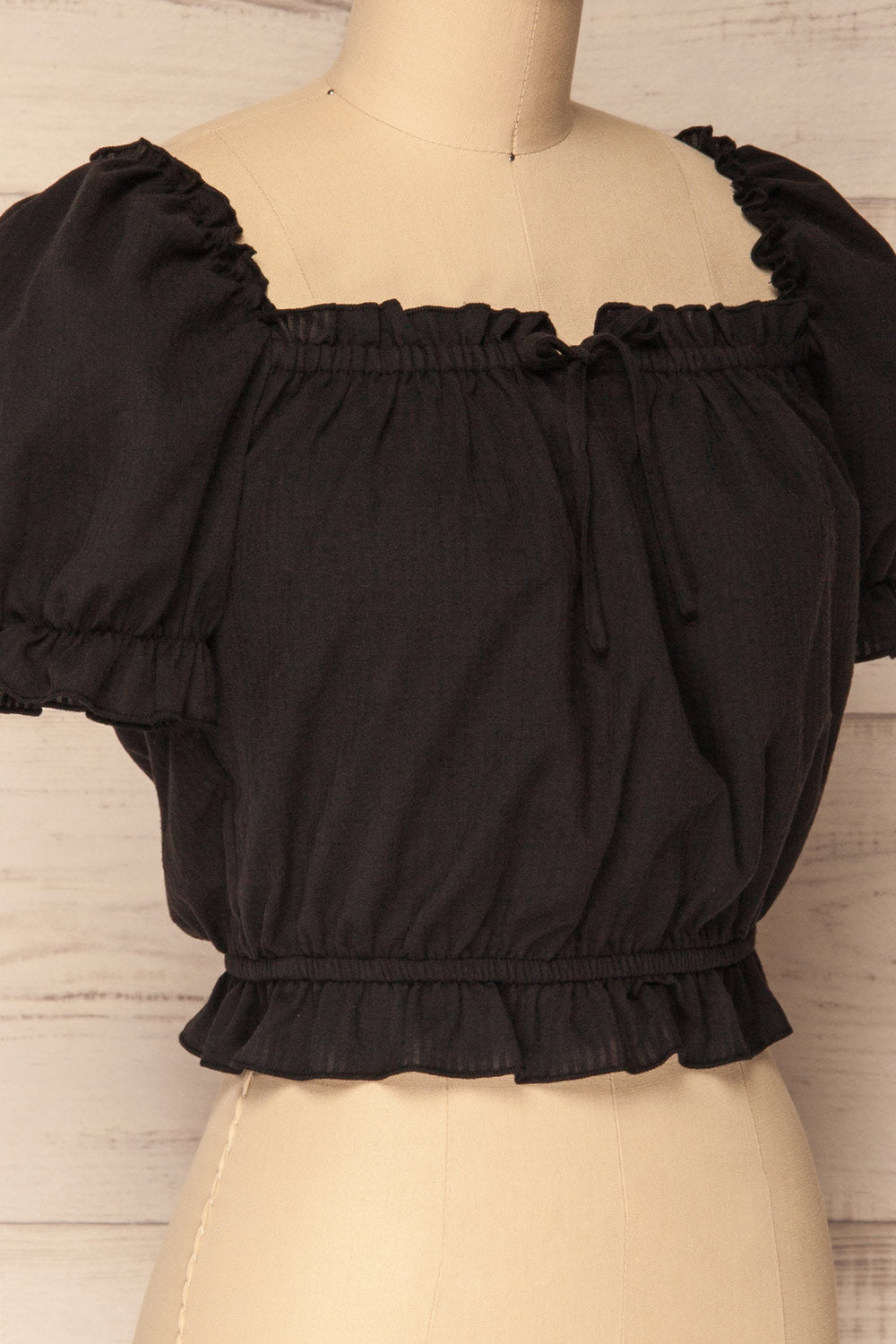 Borba Black Off-Shoulder Ruffled Crop Top | La Petite Garçonne 4