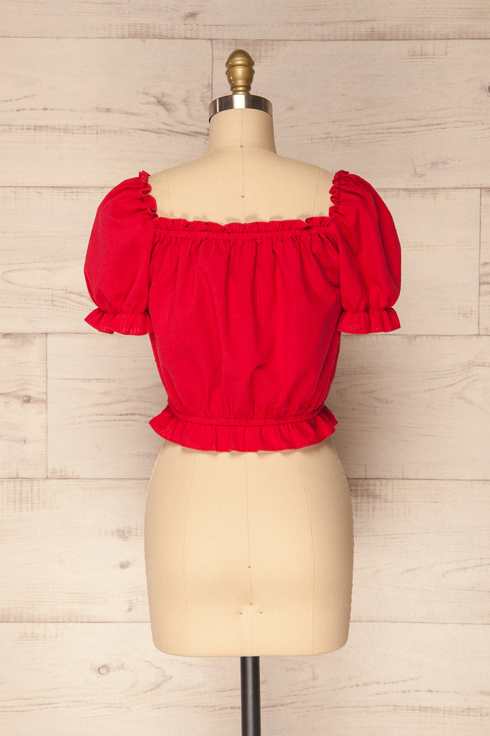 Borba Red Off-Shoulder Ruffled Crop Top | La Petite Garçonne 5