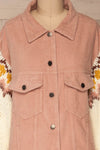 Borsele Pink Corduroy Jacket | Veste front close up | La Petite Garçonne