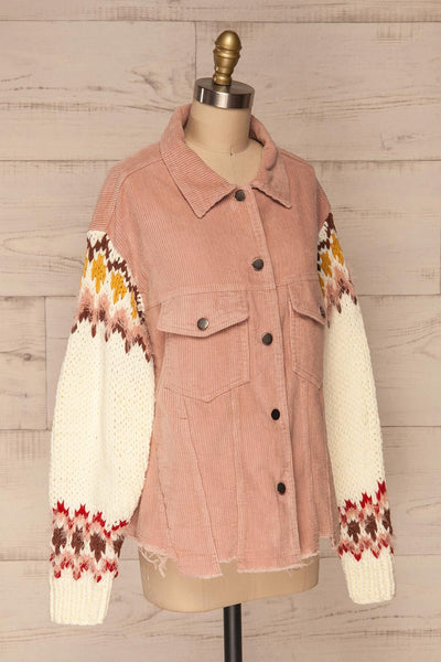 Borsele Pink Corduroy Jacket | Veste side view | La Petite Garçonne
