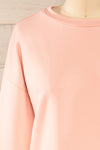 Boxy Blush Pink Crewneck Sweater | La petite garçonne front close-up